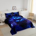 thumbnail image 3 of Gothi Sugar Skull Down Comforter Smog Skeleton Comforter Set King,Extoic Butterfly Painting Bedding Set Kids Goth Bone Quilt Set,Blue, 3 of 7