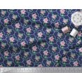 thumbnail image 2 of Soimoi Tissu Popeline de Coton Design Quatrefoil, Feuilles & Roses Imprimé Floral 1 Yard 56 Pouces de Large, 2 of 3