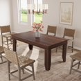 thumbnail image 4 of Brown 63 Inch Rectangular Dining Table for 4-6 People, Sturdy Thick Leg Kitchen Table for Dining Room Home Office, 4 of 9
