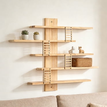 YYV Wall Mounted Wooden Storage Shelf Solid Wood Panel Display Shelf Figurine Display Floating Shelf for Home Living Room Study Decorative Wall Storage Shelf