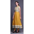thumbnail image 3 of Bimba Kurti Longue Indienne à Blocs Miel Orange pour Femmes Tenue de Fête Imprimée Sans Manches Robe Anarkali Kurti Grande, 3 of 6
