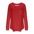 thumbnail image 4 of Yuyuzo T-Shirts à Manches Longues pour Femmes Col Ras du Cou Décontractés Basiques Doux Amples Couleur Unie Hauts d'Automne, 4 of 5