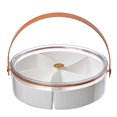 thumbnail image 2 of 2PC Stainless Steel Cutlery Set Divided Serving Tray With Lid And Handle Portable Snack Tray With Lid Snackle Box Charcuterie Container Snack Platters Organizer For Candy Fruits Snacks White, 2 of 9