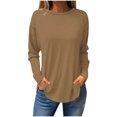 thumbnail image 1 of FAIWAD Women's Spring Long Sleeve Tunic Tops Round Neck Plus Size Solid Color Loose Pullover Tops, 1 of 3