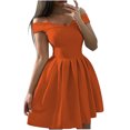 thumbnail image 2 of EGNMCR Robes d'Été Femmes Tendance 2024 Soutien-Gorge Uni pour Femme Robe à Épaules Dénudées Robe Plissée à la Taille Robe Robe Grande Robe de Bal, 2 of 6