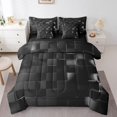 thumbnail image 1 of YST 7 Piece Gray White Abstract Plaid Bed in a Bag, King, 100% Polyester Microfiber, 1 of 5