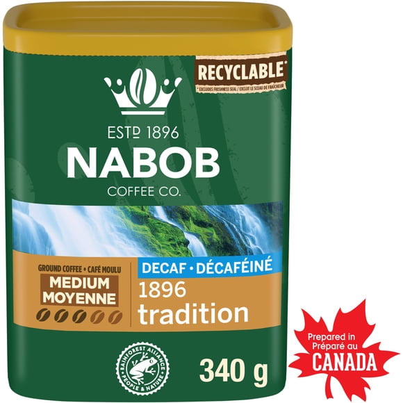 Nabob Medium Roast Swiss Water Decaf 1896 Tradition Ground Coffee, 340g Canister