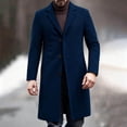 thumbnail image 4 of Lovzfmll Men's Wool Trench Coat Notched Lapel Button Front Pockets Long Navy, S, 4 of 8