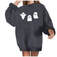 thumbnail image 2 of jsaierl Chandail pour Femmes Coupe Ample à Manches Longues Chandail d'Halloween Col Rond Hauts Mignons pour Femmes Tunique Confortable Haut d'Halloween pour Femmes, 2 of 5