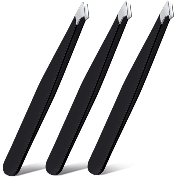 EcoNesxp Black 3 Pack Eyebrow Tweezers Stainless Steel Pointed Hair Removal Tweezers Precision Tweezers for Pulling Out Facial Hair Splinters and Ingrown Hairs