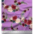 thumbnail image 1 of Soimoi Purple Cotton Cambric Fabric Ranunculus & Penoy Floral Print Decor Fabric Printed By the Yard 58 Inch Wide, 1 of 3