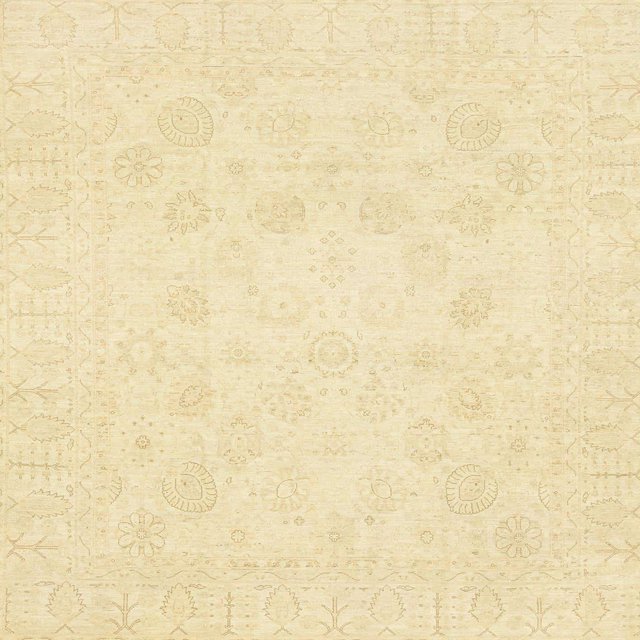 Ahgly Company Indoor Square Abstract Sun Yellow Oriental Area Rugs, 7' Square
