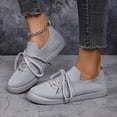 thumbnail image 2 of Espadrilles Mode Basses en Tricot pour Femmes, Automne, Extensibles, à Lacets, à Enfiler, Chaussures Plates de Marche Décontractées, 2 of 7