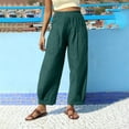 thumbnail image 4 of Timegard Pants for Women Elastic High Waist Ruched Lightweight Solid Color Casual Baggy Trousers Pockets, 4 of 7