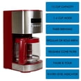 thumbnail image 3 of Kenmore 12-Cup Programmable Coffee Maker, Red/Stainless Steel, Aroma Control, Digital Display, Glass Carafe, Reusable Filter, Timer, Charcoal Water Filter, 3 of 8