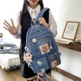 thumbnail image 3 of TFixol Trendy Japanese Harajuku Style Backpack for Girls - Cute Cow Print Design, Perfect for High School, College, and Elementary Students, Blue + Cow Pattern, 3 of 5