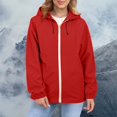 thumbnail image 4 of Comdrip Veste Légère pour Femmes! Veste Chaude Coupe-Vent Imperméable à Blocs de Couleur pour Femmes, Coupe-Vent d'Extérieur, Veste de Randonnée, Veste de Randonnée pour Femmes Légère Rouge TG, 4 of 5