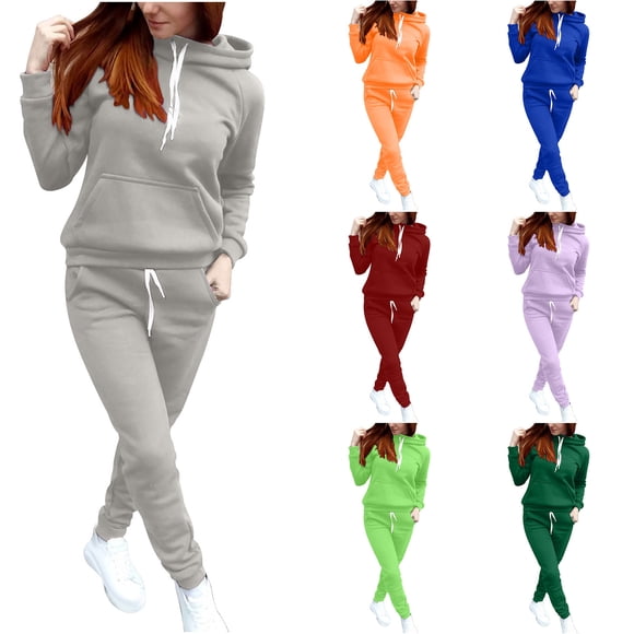 DDAPJ pyju Womens Sweatsuit 2 Piece Outfits Oversized Pullover Hoodie Jogger Sweatpants Y2K Casual Tracksuit Set with Pockets Sales Today Clearance Dark Blue M
