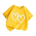 thumbnail image 3 of PMVFHDE T-Shirt d'Été pour Filles à Imprimé Graphique Mignon, Col Rond, Manches Courtes – Haut Décontracté Respirant pour Enfants, Jeux Extérieurs, T-Shirt Décontracté d'Été Jaune, 9-10 Ans, 3 of 5