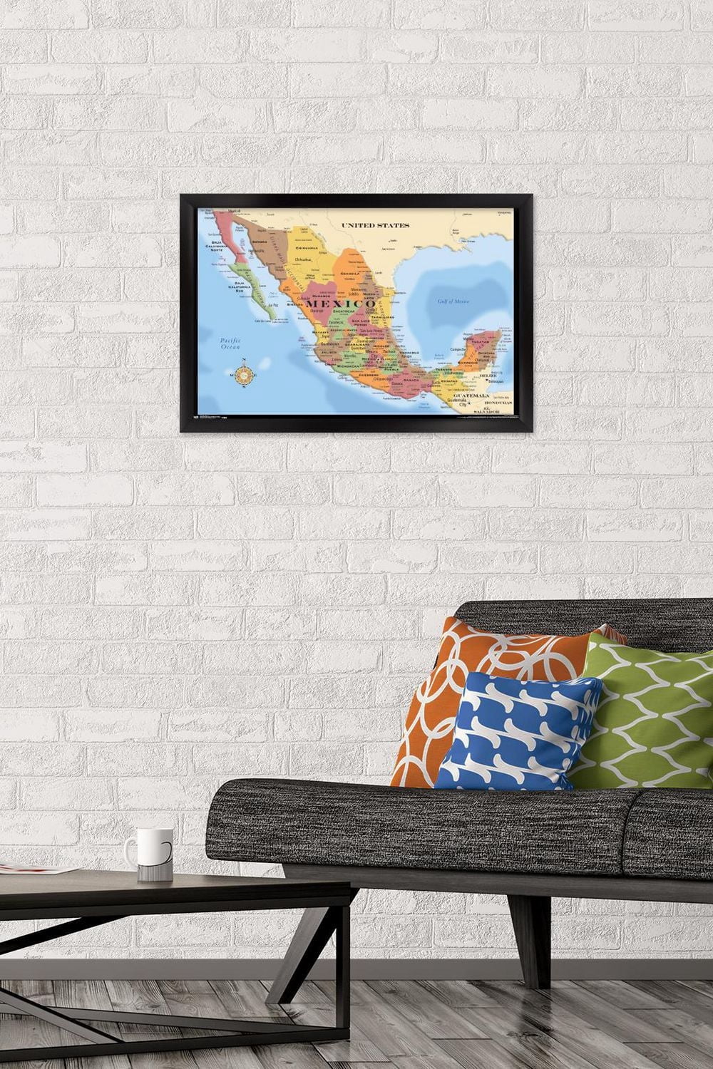 Map - Mexico Wall Poster, 22.375" x 34" Framed