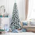thumbnail image 3 of Gymax 7.5 FT Artificial Slim Christmas Tree Unlit Snow-Flocked Xmas Pencil Tree, 3 of 10
