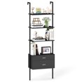 thumbnail image 1 of Gymax Ladder Bookshelf w/ Storage Wall Mount Bookcase w/ 4 Open Shelves Black, 1 of 9