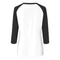 thumbnail image 5 of TSADFHJI Hauts de Sortie pour Femmes Grande Taille Haut à Manches 3/4 d'Été Décontracté Polyvalent Raglan Col Rond Chemise Décontractée L Noir, 5 of 5