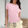 thumbnail image 2 of Timegard Ribbed Tops for Women Slim Comfy Crewneck Short Sleeve Tee Shirts Cropped Casual Going out Tops, 2 of 5