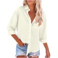 thumbnail image 1 of Timegard Chemises Boutonnées pour Femmes en Coton et Lin, Blouse à Col à Revers, Légère, Automne, Décontractée, Ample, 1 of 5