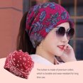 thumbnail image 4 of Maoww Bonnet Slouchy Style Bohème Musulman Hijab Turban Extensible Mode Protection des Oreilles Accessoires Coiffure Bonnet Fleur Rouge, 4 of 9