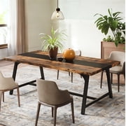 Fnova 70.86'' Large Dining Table for 6-8, Thickened Farmhouse Kitchen Table for Dining Room, Brown