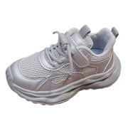 dmqupv Baby Girl Sneakers Children's Athletic Shoes Breathable Mesh Uppers Lightweight Running Shoes For Girls Silver,Size for US 1.5