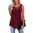 thumbnail image 2 of Timegard Camisole pour Femme Grande Taille Col Rond Dentelle Sans Manches Froncée Hauts Décontractés Confortables T-Shirts d'Été, 2 of 7