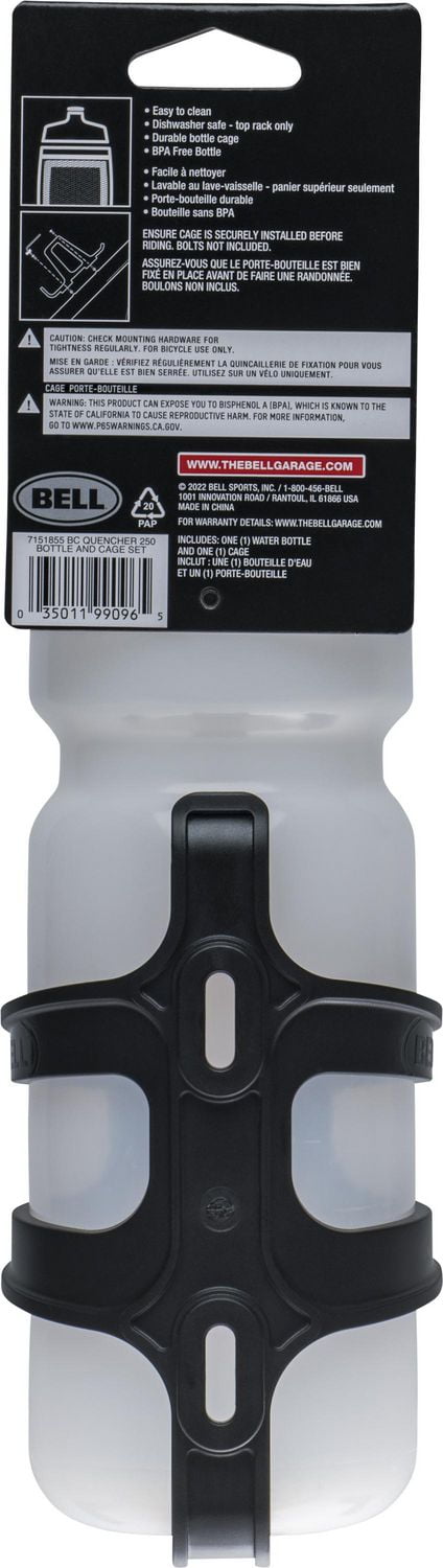 Bell Sports Quencher™ 250 Water Bottle + Cage, 26oz capacity