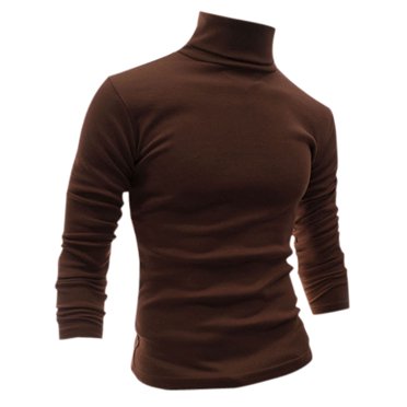INSPIRE CHIC Chandails pour Hommes, Chandail à Col Roulé, Manches Longues, Extensible, Coupe Ajustée, Hauts 50 Brun