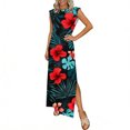thumbnail image 3 of Mceream Robes d'Été pour Femmes Grande Taille2026 Col Rond Ample Fendue Sans Manches Robes Soleil Décontractées Longues Fluides Infroissables Plage Voyage Vacances Vêtements Multicolore P, 3 of 6