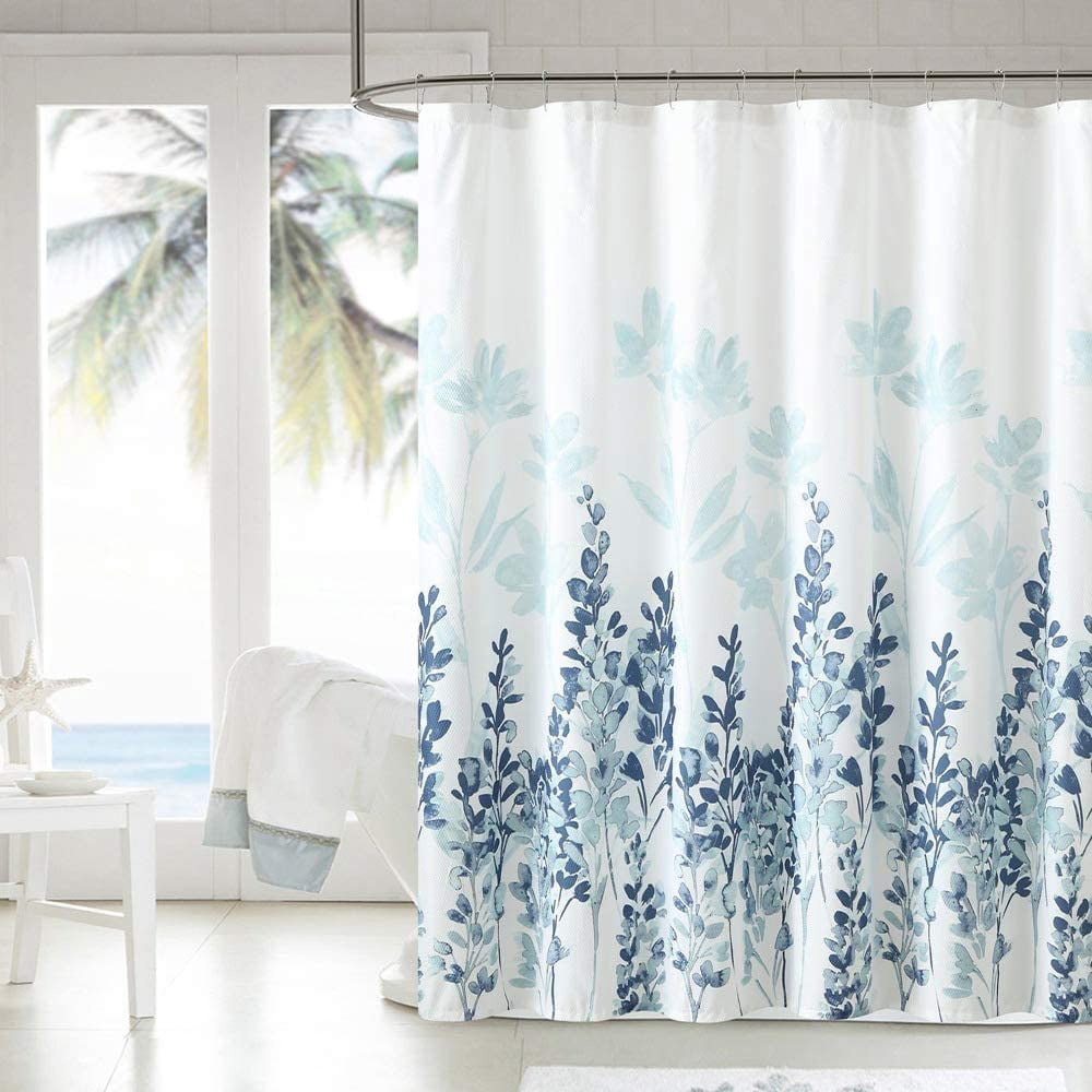 Fabric Shower Curtain 72x72 Inch Heavy Weighted Flowers Shower Curtain Liner Waterproof Polyester Stall Curtains with 12 Hooks for Bathroom Showers, Bathtubs