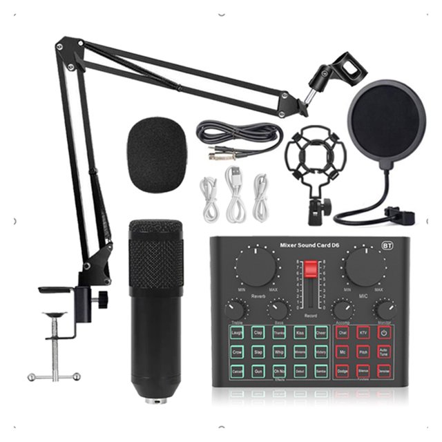 Loomza D6 Sound Card Wireless Condenser Microphone Multi-Microphone Kits Tabletop