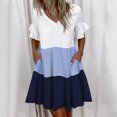 thumbnail image 2 of Ketyyh-chn99 Robes Maxi pour Femmes Décontractées Plage Robe d'Été Combinaisons Manches à Volants Shorts Robe Mini Bleu,2TG, 2 of 5