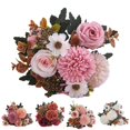 thumbnail image 1 of Artificial Roses Flower Bouquet With Hydrangea Roses Flowers Small Faux Arrangements For Wedding Table Centerpieces Kitchen Home Decorations Photography Props, 1 of 9