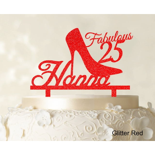 Custom Birthday Cake Topper Personalized Glitter Cake Topper Color Option Available 5-7 Inches Wide