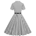 thumbnail image 4 of Birdeem Robe de Soirée Vintage à Manches Courtes et Col en V pour Femmes, Confortable pour l'Été, Imprimé à Pois, 4 of 7