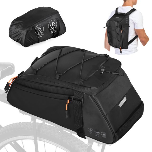 Saddle 3-in-1 Bicycle Bag Reflective Bike Saddle Bag Waterproof Bike Rear Rack Bag with Shoulder Strap