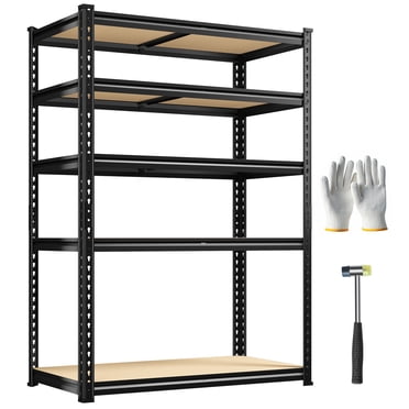 Exenoray Étagères de Rangement à 5 Niveaux, Unité d'Étagères de Garage Robuste 2300 Lb, Étagère de Rangement en Métal Ajustable pour Garde-Manger, Cuisine, sous-Sol, 72 Po H, Noir