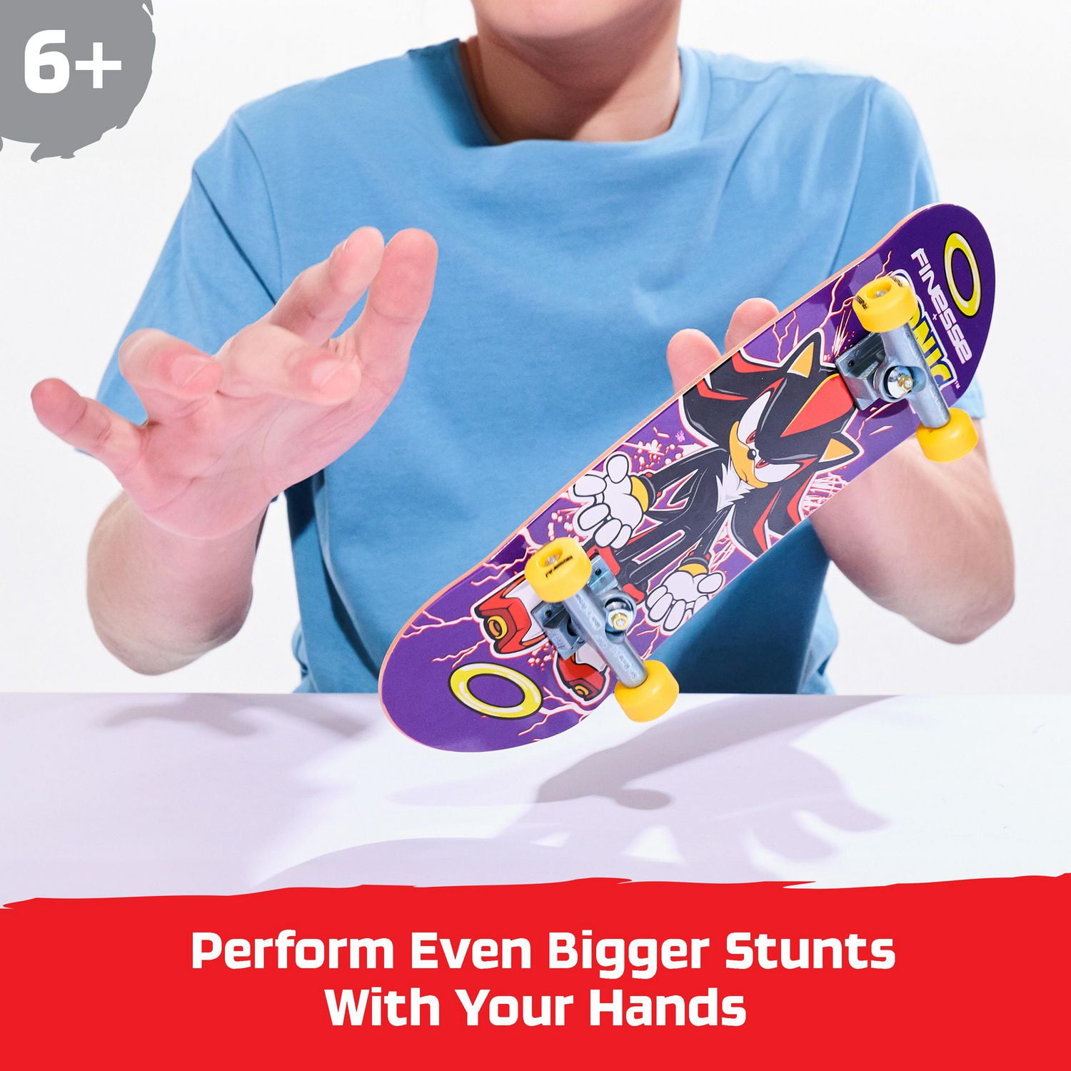 Tech Deck, Handboard Finesse X Sonic le hérisson ; Mini-skateboards authentiques, jouets pour garçons et filles à partir de 6 ans (utilisation manuelle uniquement)