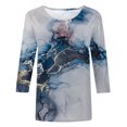 thumbnail image 4 of Chemisier pour Femmes Mode pour Femmes Manches Courtes Rétro Col Rond Imprimé Hauts Amples Chemisier Manches Trois Quarts Chemise de Soleil à Manches Longues en Liquidation, 4 of 4