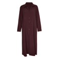 thumbnail image 4 of Bramtres Robes Maxi, Robes de Vacances, Robe Chemise Longue Décontractée pour Femme en Coton et Lin à Boutons avec Poches, Longues Robes, Robe à Manches Longues, Robes Modestes, Robe Rouge, G, 4 of 4