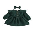 thumbnail image 1 of MesaSe Automne Bébé Filles Princesse Robe 2pcs Volant à Manches Longues Bouton Velours Côtelé une Ligne Robe Bandeau Vin Rouge 2-3 Ans, 1 of 9