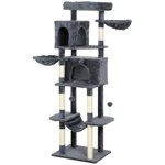 CoSoTower 69" Cat Tree, Multi-Level Cat Tower with 2 Condos, Plush Perch and Sisal Scratching Posts, Dark Grey