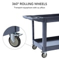 thumbnail image 3 of Chariot de Service à 2 Tablettes, Chariot Utilitaire Robuste de 500 Lb avec Roues et Deux Plateaux, pour Entrepôt, Garage, Nettoyage, Fabrication, Poignée de Rangement, 45"X25 Pouces, Gris, 3 of 7